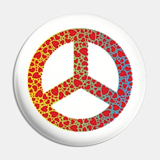 WW3 PRAYING FOR PEACE RED HEART YELLOW GREEN AND BLUE PEACE SYMBOL DESIGN Pin
