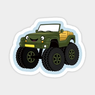 Green monster truck cartoon illustration Magnet