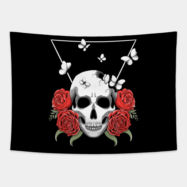 Floral Skull Tapestry by MerchBeastStudio