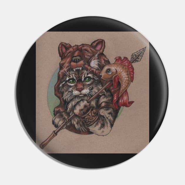 Viking Cat Bear (with fish) Pin by justteejay