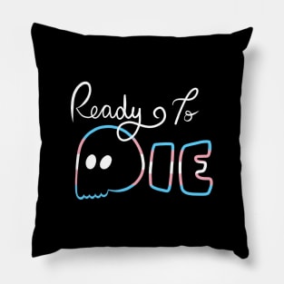 Ready To Die Emo Skull (Transgender Colors) Pillow