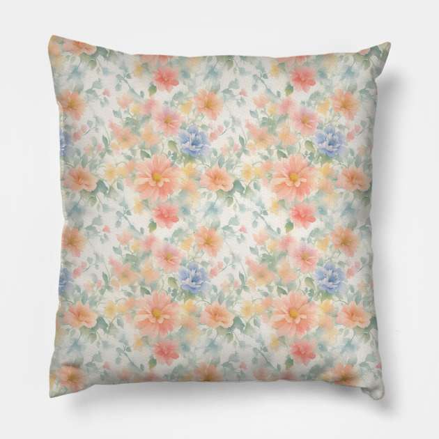 Retro Abstract Summer Floral Texture Pillow by Victoria's Store