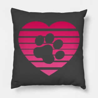 Cat Paw Heart Valentine - Pink Gradient Pillow