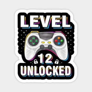 12th Birthday Boy Level 12 Unlocked Video Gamer 12 Years Magnet