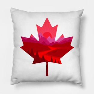 Oh Canada – Great Outdoors Beautiful Landscape Sunset Maple Leaf Pillow