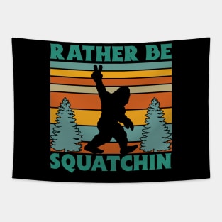 Retro Vintage Bigfoot peace sign, Rather Be Squatchin Tapestry