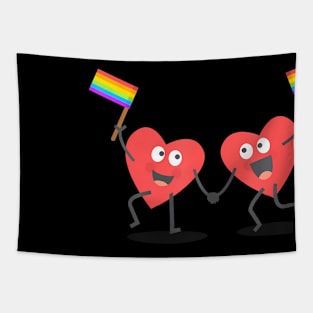 Cute Hearts Waving Flags Lgbt Valentine Tapestry