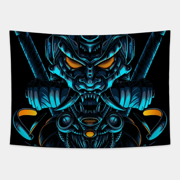 Cyber Oni Mask Tapestry by FUJHINE