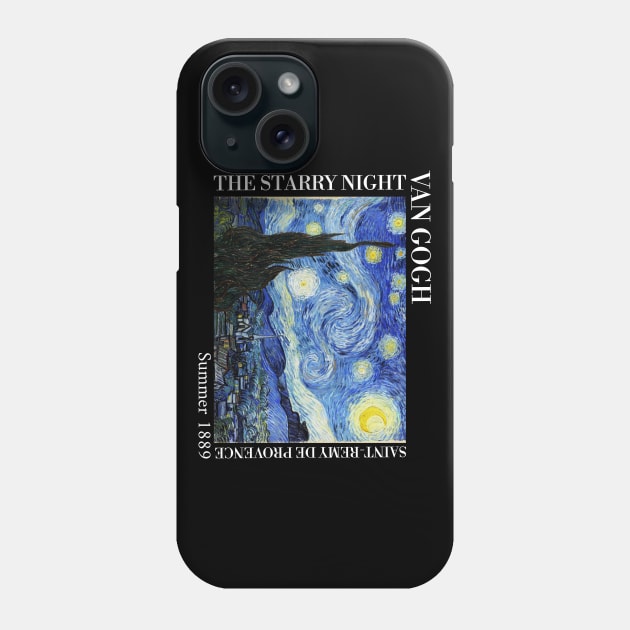 Van Gogh - The Starry Night Stylized with text Full print T-Shirt Phone Case by Vincent Van Gogh T-Shirts