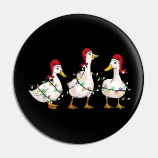 Duck Santa Hat Christmas Lights Silly Goose Xmas Pin