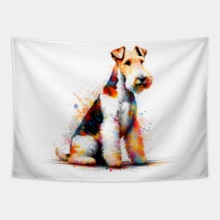 Wire Fox Terrier in Lively Splash Art Tapestry