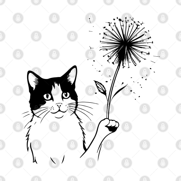 Cat Dandelion Flower adorable by greatnessprint