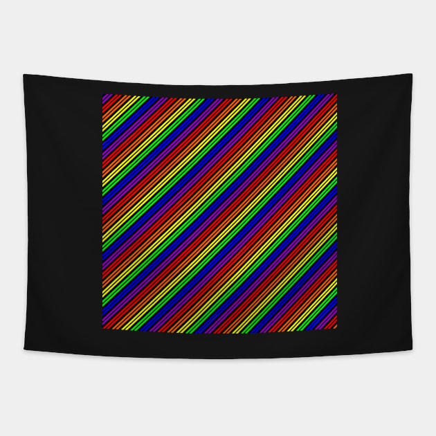 Pride Rainbow Pattern #1 w/ Black Background Tapestry by williamcuccio