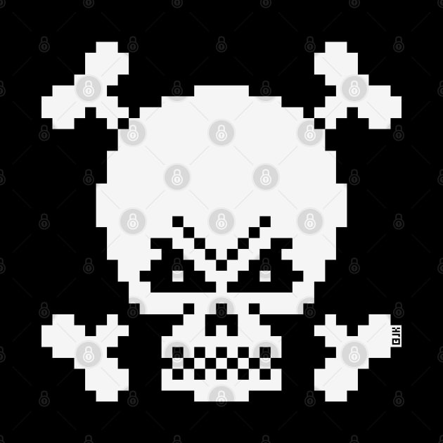 Skull And Crossbones (Pixel Art / Jolly Roger / White) by MrFaulbaum