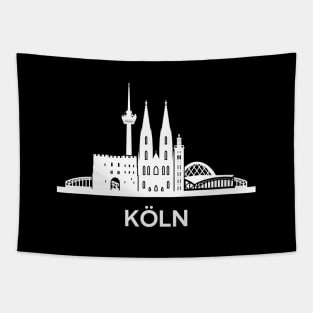 Köln Skyline, white Tapestry