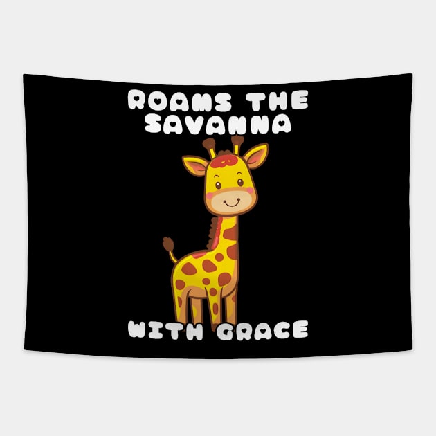 Giraffe Roams The Savanna With Grace Tapestry by Estrella Design