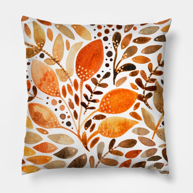 Watercolor autumn leaves Pillow by wackapacka