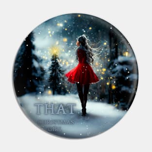 Christmas girl in a red dress - xmas art Pin