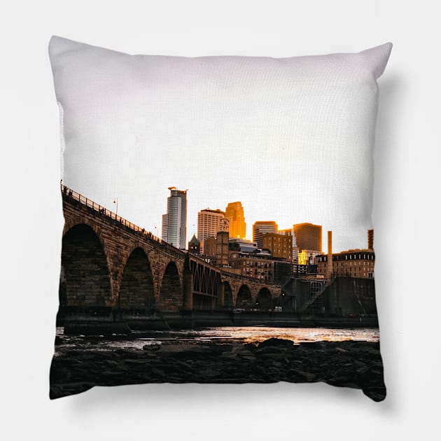 Minneapolis Minnesota Skyline Sunset Pillow by tonylonder