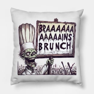 Chef zombie and mob - Braaains Brunch Pillow