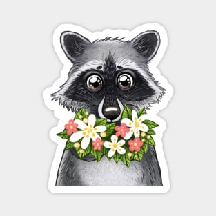 Raccoon with flowers Magnet