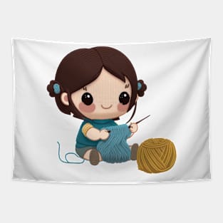 Chibi Knitting Mom Tapestry