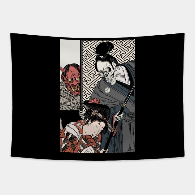 Samurai Death and the Maiden Tapestry by ZugArt01
