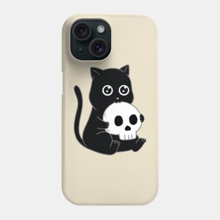 Cat cute and skull Phone Case