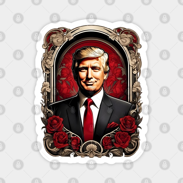 Donald Trump 2024 MAGA retro vintage floral design Magnet by Neon City Bazaar