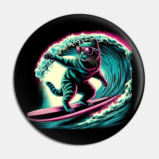 Funny Cat Surfing Gifts Funny Cat Surfer Pin