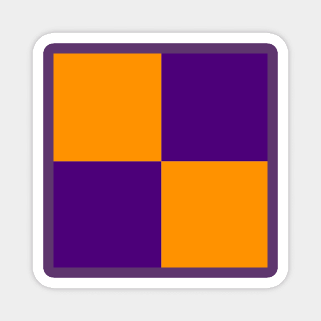 Purple and Orange Checkerboard Pattern Magnet by MacSquiddles