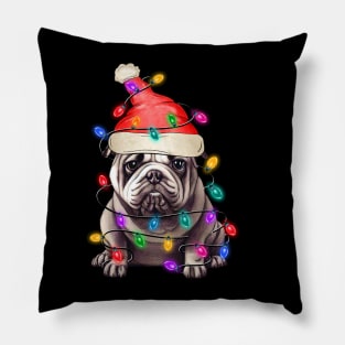 Christmas Lights Dog Merry Dogmas Pillow