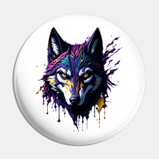 Boldly Hued Wolf Pin