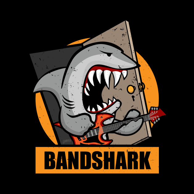 Retro Band Shark Cartoon Distressed Illustration by hobrath