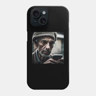 Senior Man in Black Hat Communicating Using Technology Phone Case