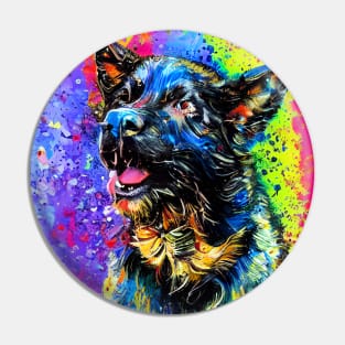 Abstract Colour Splash Dog Oil Painting Pin