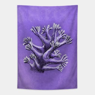 Purple Coral Line And Dots Ink Drawing Tapestry