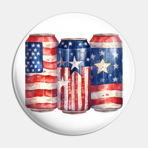 4th Of July Beer Cans Pin by Chromatic Fusion Studio