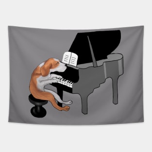 Dog Playing Piano Funny Tapestry