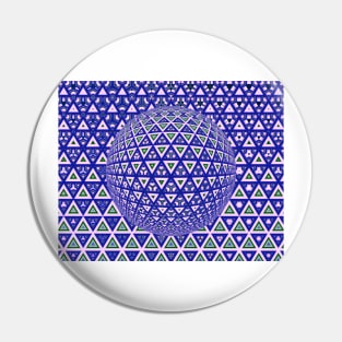 vivid purple triangular design over a 3D sphere Pin