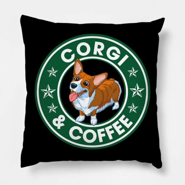 Corgi And Coffee Pillow by ChristianCrecenzio