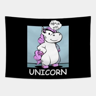 Unicorn - f@*ck off! Funny Rude Unicorns Tapestry