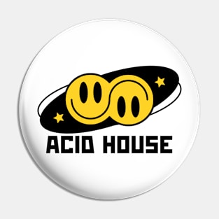 ACID HOUSE  - Double Smiley Flip (Black) Pin