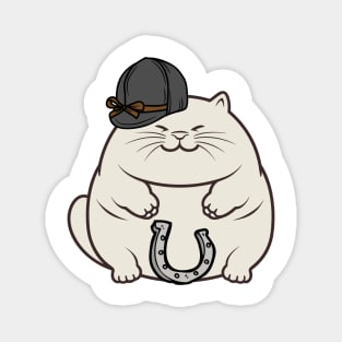 Funny fat cat is ready to ride a horse Magnet