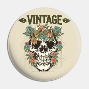 Blooming SKull Vintage Shirt Pin