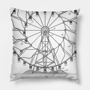 Ferris Wheel Vintage Patent Hand Drawing Pillow