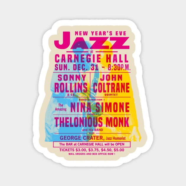 Sonny Rollins John Coltrane Nina Simone Thelonious Monk poster Magnet by HAPPY TRIP PRESS