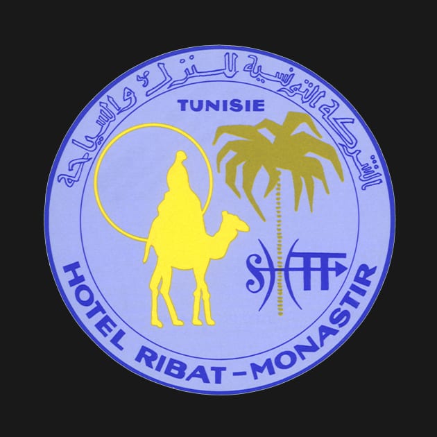 Vintage Travel Poster, Hotel Ribat in Monastir, Tunisia by MasterpieceCafe