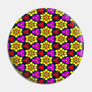 Yellow and Pink Flower Pattern Pin