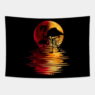 red moon flamingo Tapestry